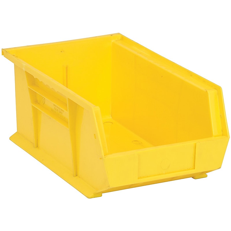 Quantum Storage Systems Ultra Medium Stackable Plastic Stack/Hang Bin, 6" x 8.25" x 13.63", Yellow, 12/Case (QUS241YLCS) image 1