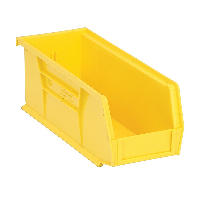Quantum Storage Systems Ultra Small Stackable Plastic Stack/Hang Bin, 4" x 4.13" x 10.88", Yellow, 12/Case (QUS224YLCS) image 1