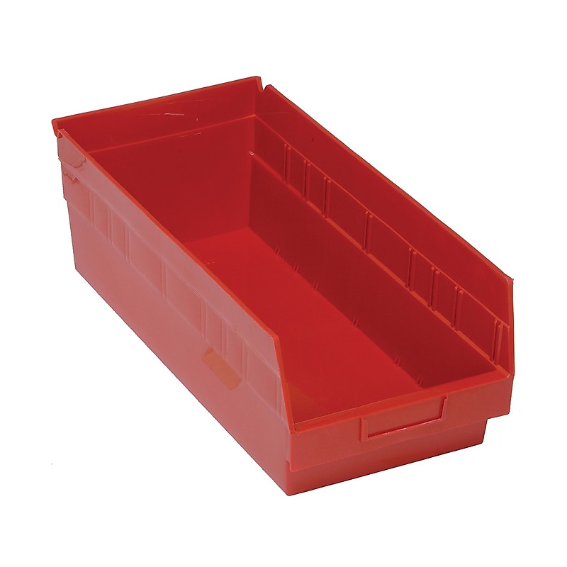 Quantum Storage Systems Store-More Medium Plastic Bin, 6" x 8.38" x 17.88", Red, 10/Case (QSB208RDCS) image 1