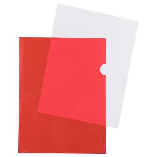 JAM Paper Plastic Sleeves, 9" x 12", Red, Dozen
