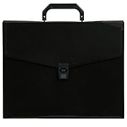 JAM Paper Plastic Portfolio Briefcase with Handles, 12" x 9 1/2" x 1 1/2", Black (334120746)