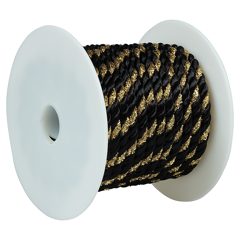 JAM Paper Decorative Rope Ribbon, Black with Gold (372rope) image 1