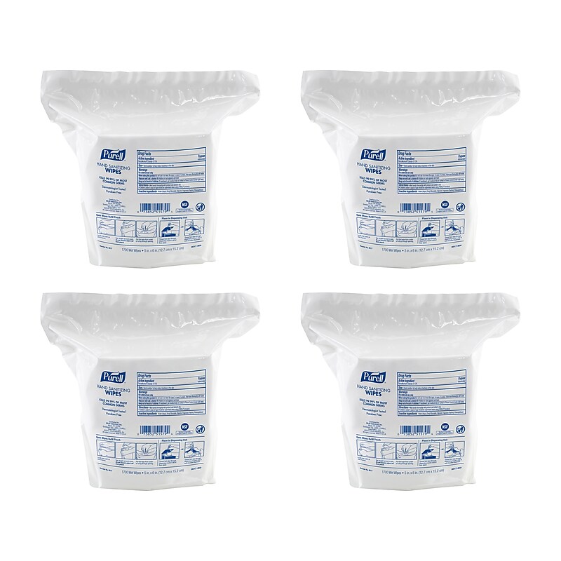 PURELL Hand Sanitizing Wipes, Alcohol Free Formula, 1700 Count Wipes Refill for PURELL High Capacity Wipes Stand, 4/CT (9517-04) image 1
