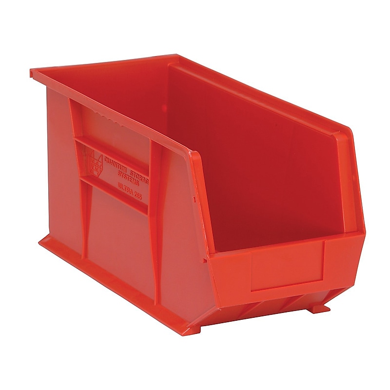 Quantum Storage Systems Stackable Polyethylene Storage Bin, 9" x 18" x 8.25", Red, 6/Pack (QUS265RDCS) image 1