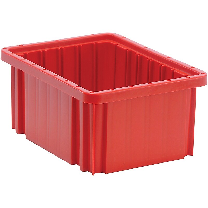 Quantum Storage Systems Small Stackable Plastic Grid Container, 5" x 8.25" x 10.88", Red, 20/Case (DG91050RDCS) image 1