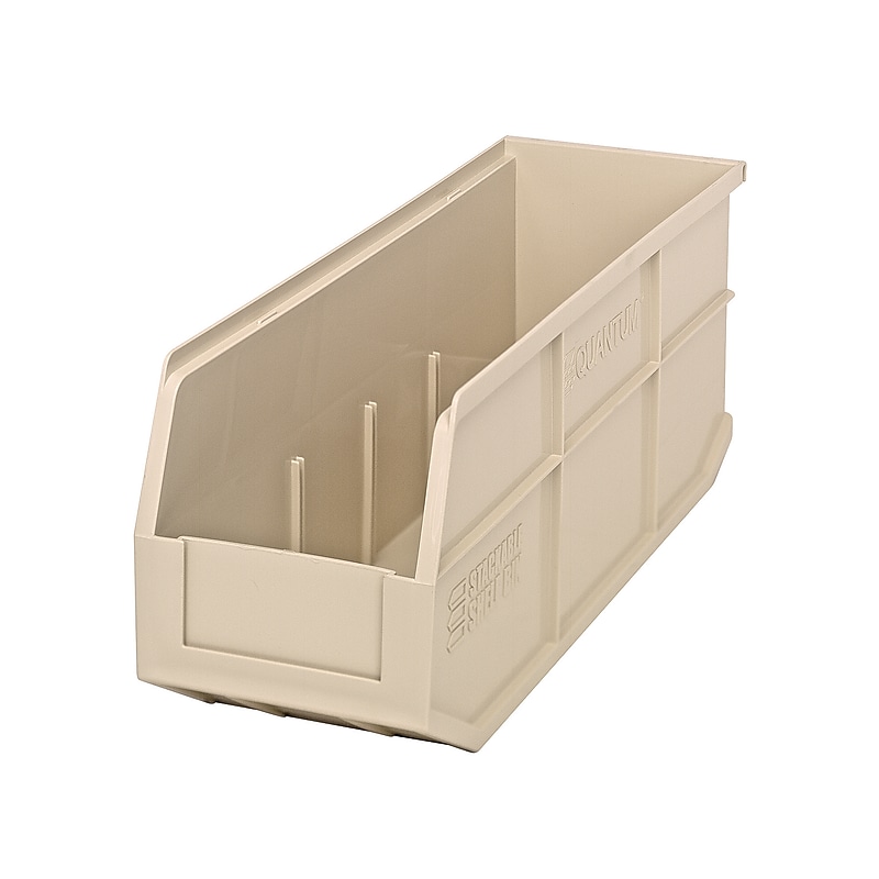 Quantum Storage Systems Medium Stackable Plastic Bin, 7" x 6" x 18", Ivory, 6/Case (SSB461IVCS) image 1