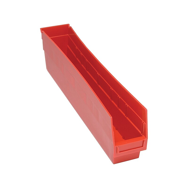 Quantum Storage Systems Store-More Large Plastic Bin, 6" x 4.13" x 23.63", Red, 16/Case (QSB205RDCS) image 1