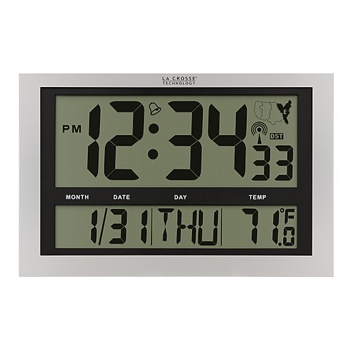 La Crosse Technology Atomic Wall/Table Clock, Plastic, 10.75"H x 16.75"W x 1.38"D (5131211