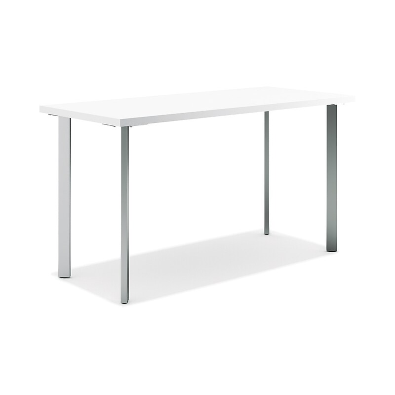 HON Coze 54"W Desk, Designer White and Silver (HONRPL2454DWP6) image 1
