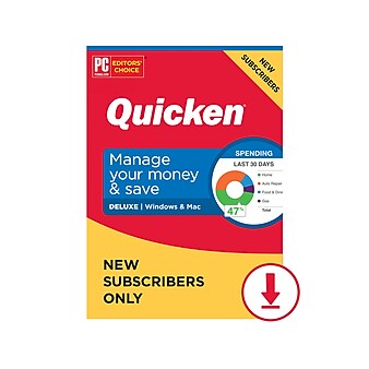 Quicken Deluxe for 1 User, Windows/Mac/Android/iOS, Download (170355)