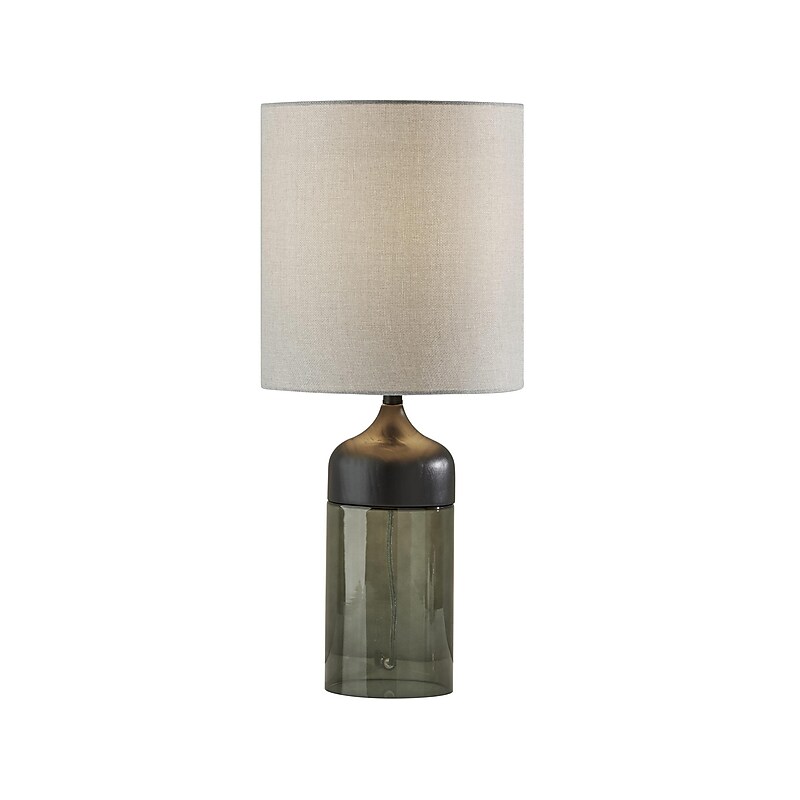 Adesso Marina Incandescent Table Lamp, Black Rubberwood with Smoked Glass (3527-01) image 1