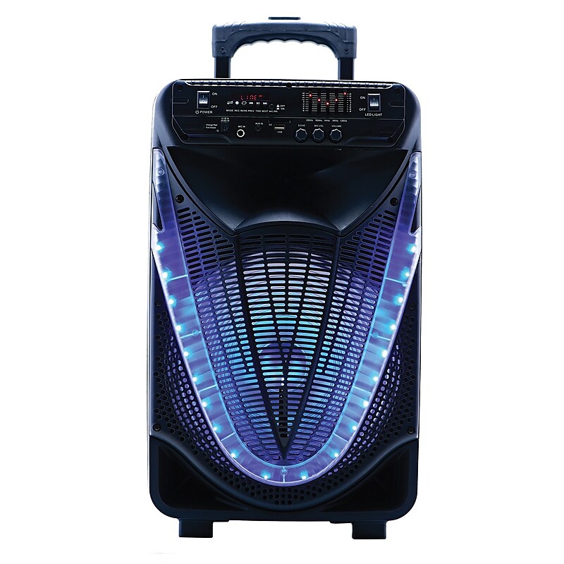 Naxa NDS-1233 Bluetooth Portable 12-Inch Party Speaker with Disco Light, Black image 1
