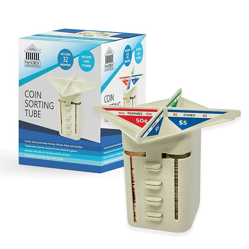 Nadex Coins All-In-One Coin Sorters, 4 Compartments, Tan (NWHNCS81133) image 1