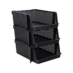 Advantus Nest and Stack Open Lid Storage Bin, Black, 3/Pack (39221