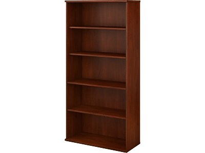 Bush Business Furniture Studio C 73"H 5-Shelf Bookcase with Adjustable Shelves, Hansen Cherry Laminated Wood (SCB136HC-Z)