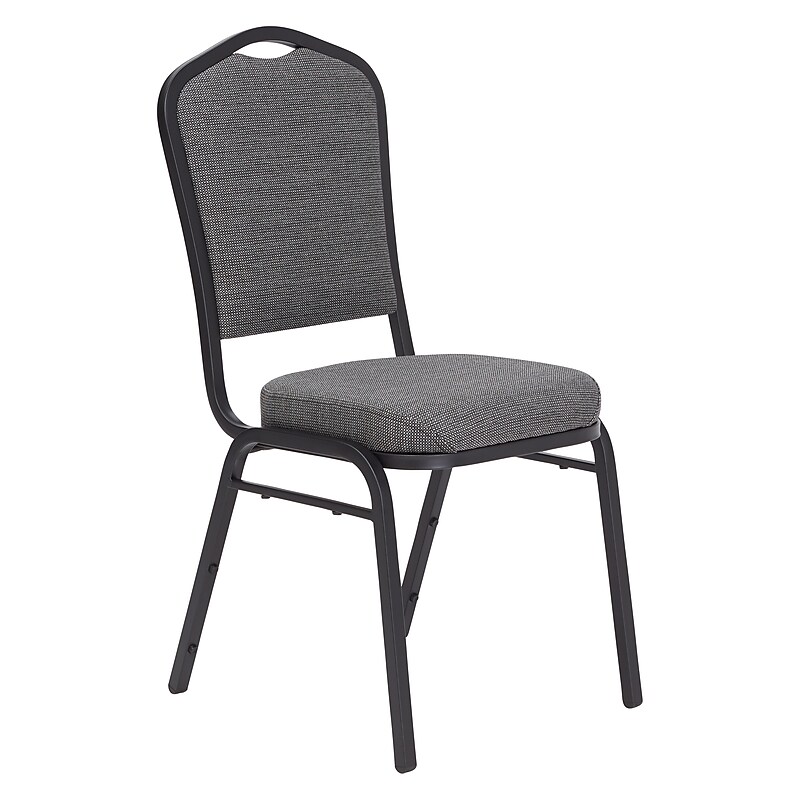 NPS 9300 Series Deluxe Fabric Upholstered Stack Chair, Natural Graystone/Black Sandtex, 4/Pack (9362-BT/4) image 1