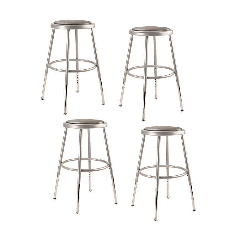 NPS 6400 Series Armless Vinyl Padded Lab Stool, Gray, 4/Pack (6424H/4) image 1