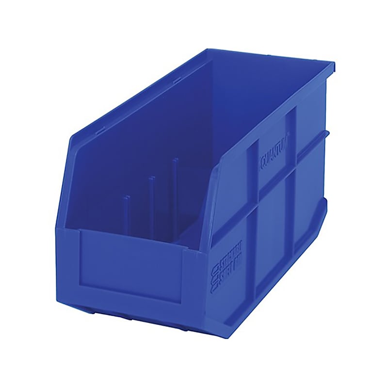 Quantum Storage Systems Stackable Shelf Bin, 14"W x 6"D x 7"H, Blue, 6/Pack (SSB441BLCS) image 1