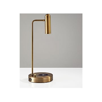 Adesso Kaye AdessoCharge LED Desk Lamp, 16.5", Antique Brass (3162-21)