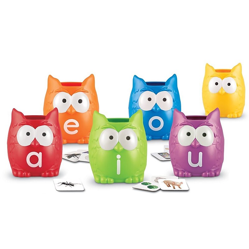 Learning Resources Vowel Owls Sorting Set, Grades PreK-4 (LER5460) image 1
