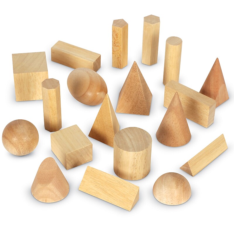 Learning Resources Wooden Geometric Solids, Set of 19 (LER4298) image 1