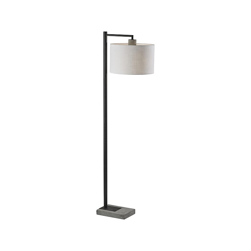 Adesso Devin 60.75" Matte Black/Gray Floor Lamp with Drum Shade (5019-01) image 1