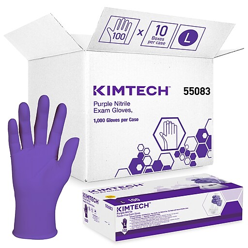 Nitrile Gloves Mサイズ 100枚入り×10箱 Kimberly-Clark Powder Free Nitrile Gloves, Large, Purple, 100