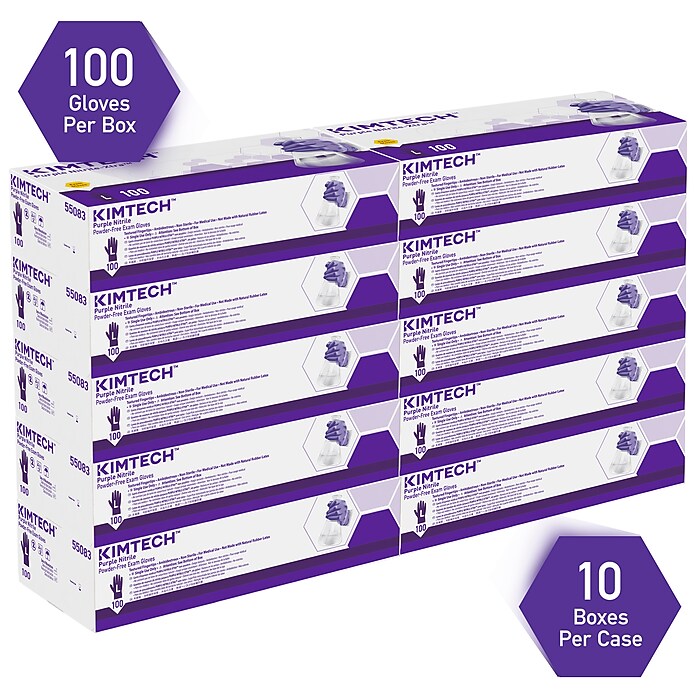 Kimberly-Clark Powder Free Nitrile Gloves, Large, Purple, 100