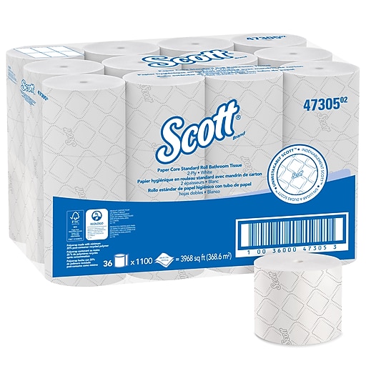 Aan het water twee Word gek Scott Pro 2-Ply Small Core Standard Toilet Paper, White, 1100 Sheets/Roll,  36 Rolls/Carton (47305) | Staples