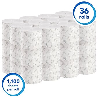 Scott Pro 2-Ply Small Core Standard Toilet Paper, White, 1100 Sheets/Roll, 36 Rolls/Carton (47305)