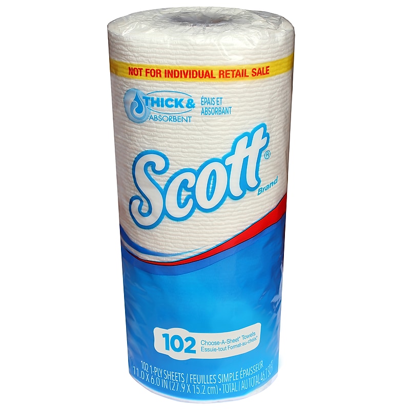 Scott Choose-A-Sheet Paper Towels, 1-ply, 102 Sheets/Roll, 24 Rolls/Pack (47031) image 1