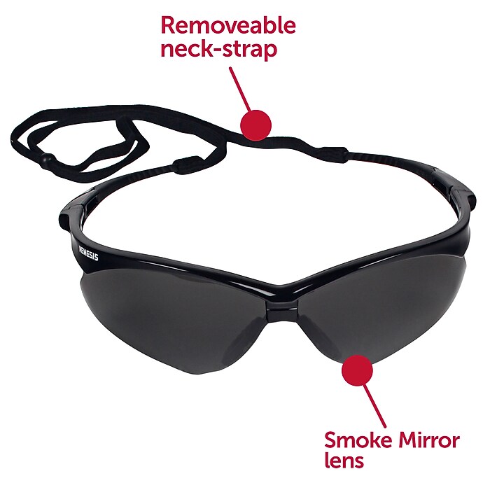 Jackson Safety Nemesis Polycarbonate Safety Glasses, Smoke Mirror