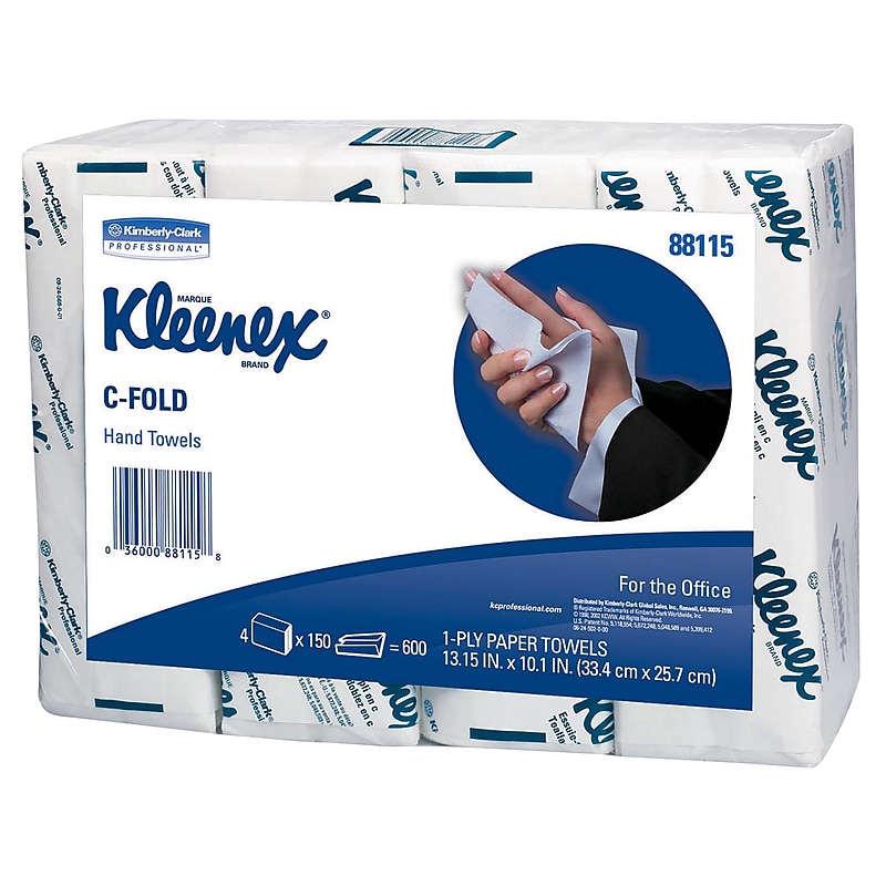 Kleenex C-Fold Paper Towels, 1-Ply, 150 Sheets/Pack, 4 Packs/Carton (88115) image 1