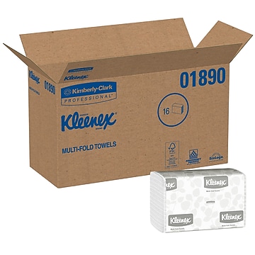 Kleenex Multifold Paper Towel, 1-Ply, White, 150 Sheets/Pack, 16 Packs/Carton (01890)