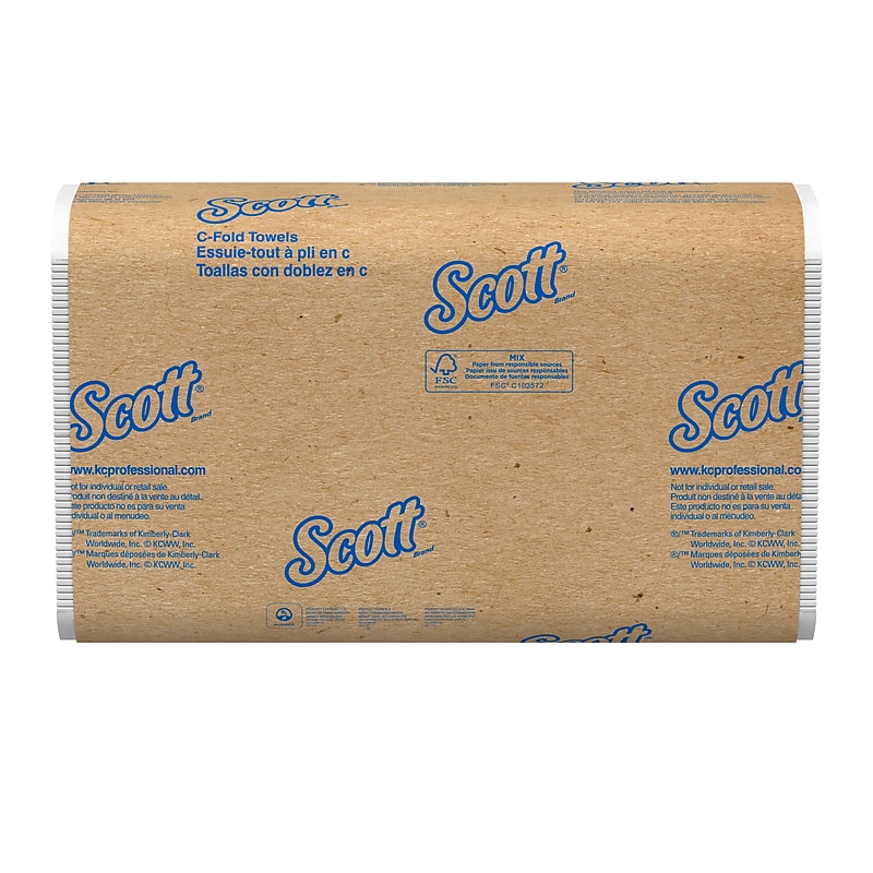 Scott Essential Recycled C-Fold Paper Towels, 1-ply, 200 Sheets/Pack, 12 Packs/Carton (01510) image 1