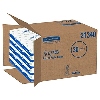 Surpass Standard Facial Tissue, 2-Ply, 100 Sheets/Box, 30 Boxes/Pack (21340)