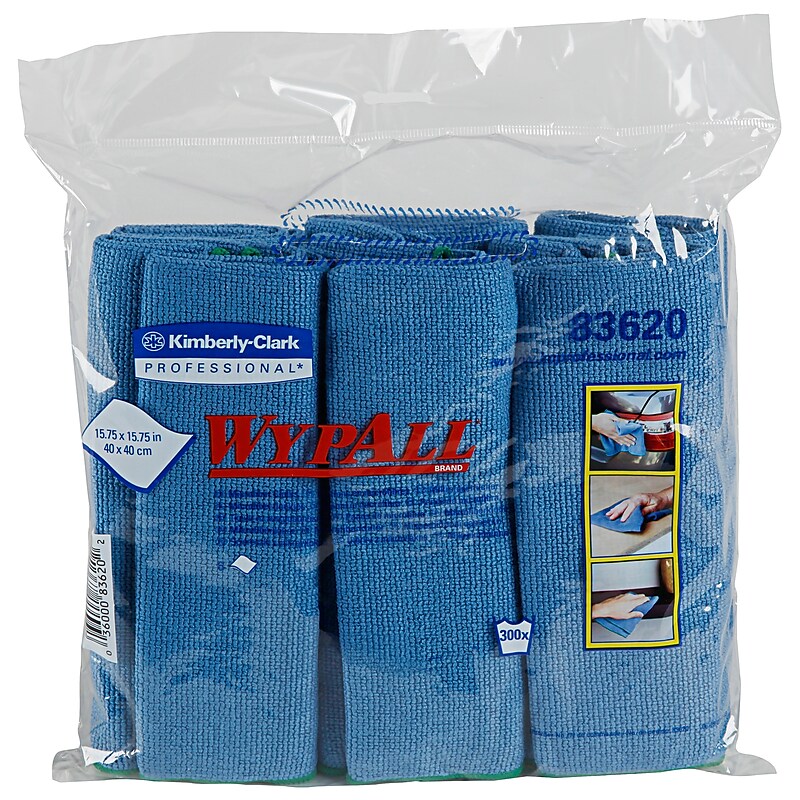 WypAll Microfiber Cleaning Cloths, 15.75" x 15.75", Blue, 6 Cloths/Pack (83620) image 1