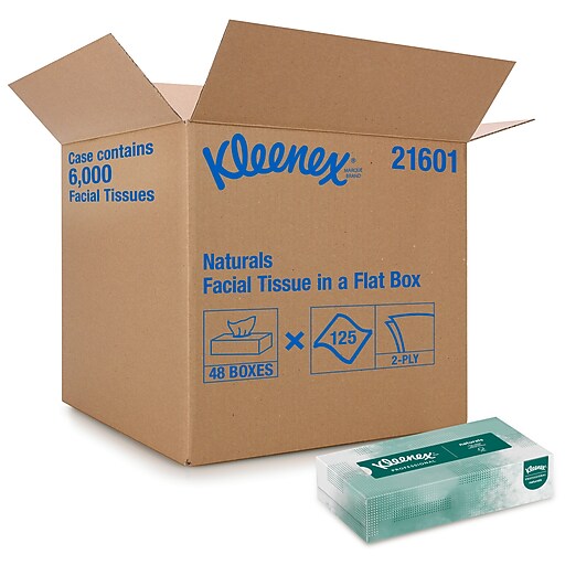 Kleenex Naturals Facial Tissue, 2ply, 125 Tissues/Box, 48 Boxes/Pack