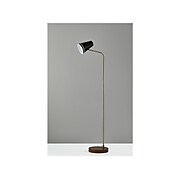 Adesso Morris 55"H Antique Brass/Black/Walnut Floor Lamp with Cone Shade (3659-01)