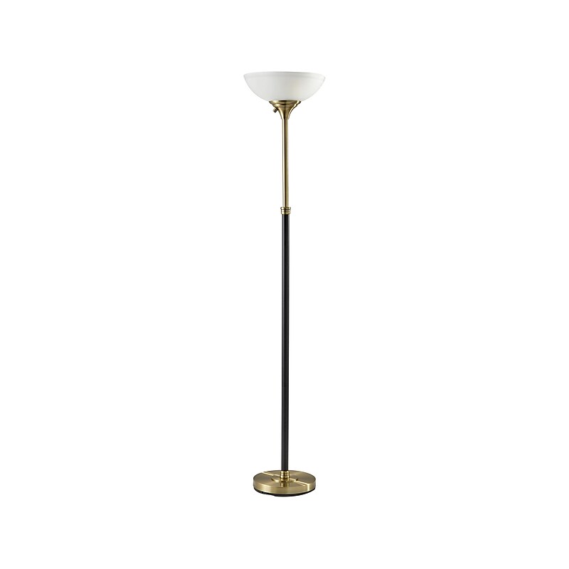 Adesso Bergen 71" Antique Brass/Black Floor Lamp with Dome Shade (4208-21) image 1