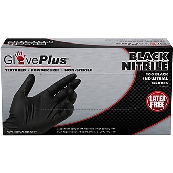Gloveworks GPNB Nitrile Industrial Grade Gloves, Medium, Black, 100/Box, 10 Boxes/Carton (GPNB44100-CC)