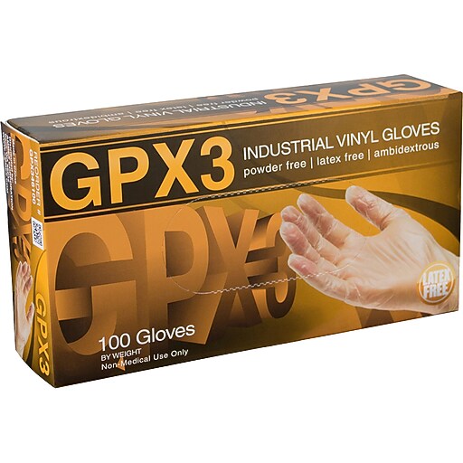 Ammex GPX3 Latex Free Clear Vinyl Gloves, Extra Large, 100/Box