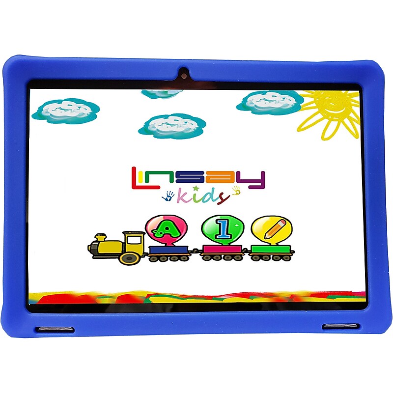 Linsay 10.1" Tablet with Case, WiFi, 2GB RAM, 64GB Storage, Android 13, Black/Blue (F10IPKIDSB) image 1