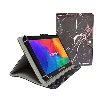 Linsay 10.1" Tablet with Case, WiFi, 2GB RAM, 32GB Storage, Android 12, Black with Black/Pink Marble (F10IPBAPI)