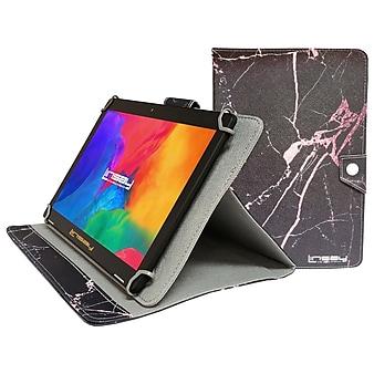 Linsay 10.1" Tablet with Case, WiFi, 2GB RAM, 32GB Storage, Android 12, Black with Black/Pink Marble (F10IPBAPI)