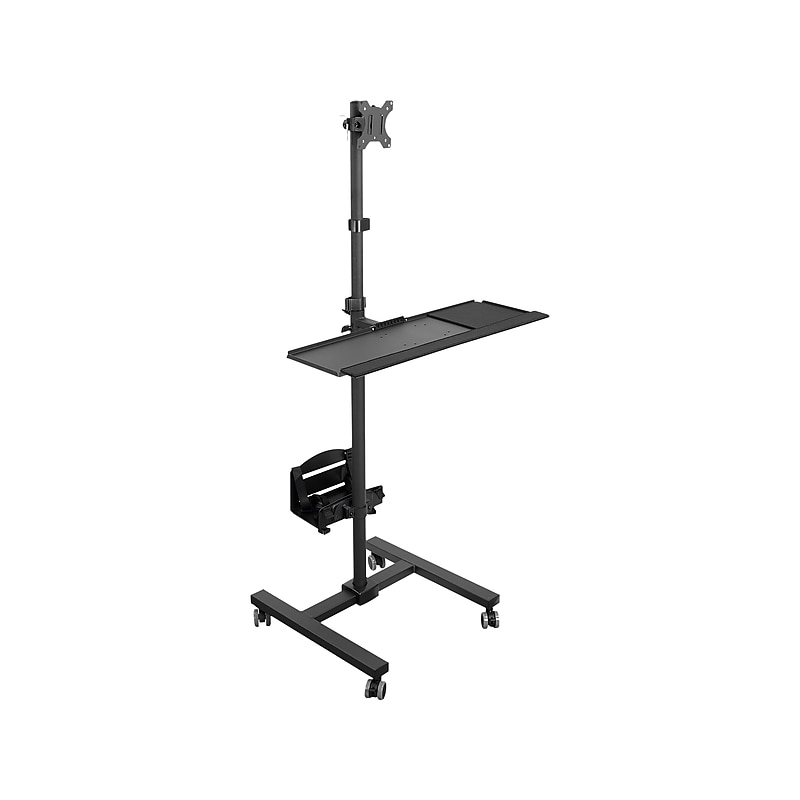 Mount-It! Metal Mobile A/V Cart with Swivel Wheels, Black (MI-7948) image 1