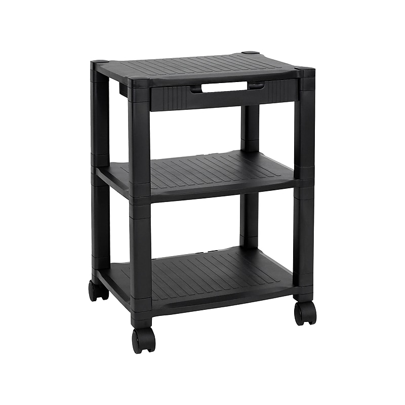 Mount-It! 3-Shelf Plastic/Poly Mobile Utility Cart with Lockable Wheels, Black (MI-7855A) image 1