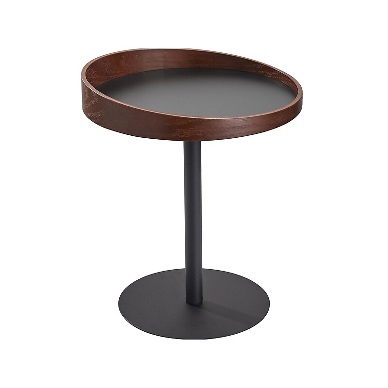 Adesso Crater 18"Dia. End Table, Matte Black/Walnut Oak (WK2310-15) image 1