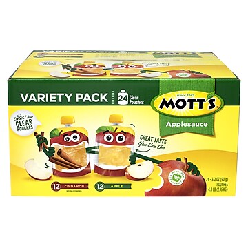 Mott's Apple and Cinnamon Applesauce Variety Pack, 4 oz., 24/Box (220-01126)