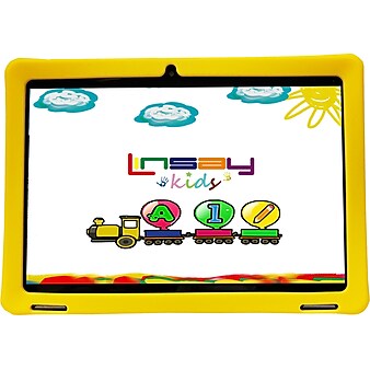 Linsay 10.1" Tablet with Case, WiFi, 2GB RAM, 32GB Storage, Android 12, Black/Yellow (F10IPKIDSY)